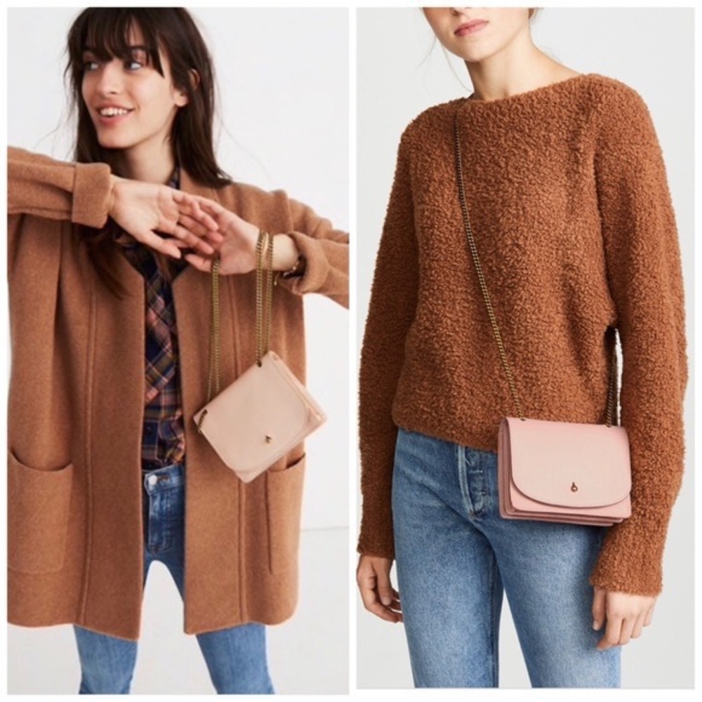 Madewell the chain crossbody bag leather tinted blush